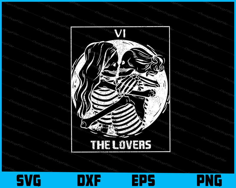 The Lovers Tarot Card Rainbow Occult Goth Lesbian Skeleton SVG