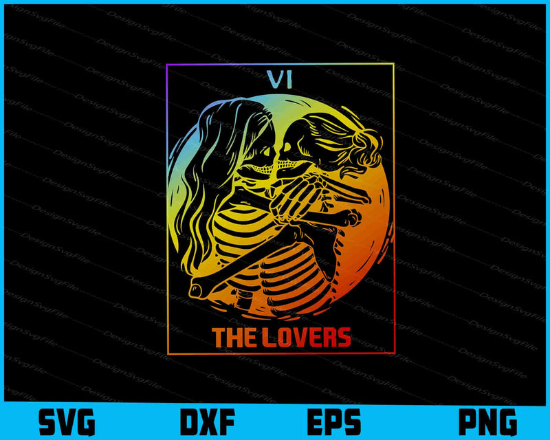 The Lovers Tarot Card Rainbow Occult Goth Lesbian Skeleton SVG