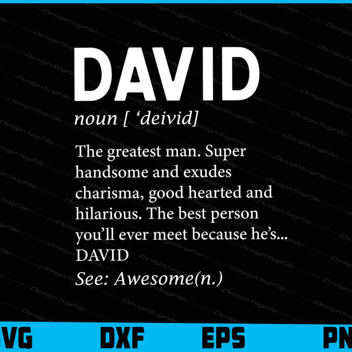 The Name Is David Funny Gift Adult Definition SVG