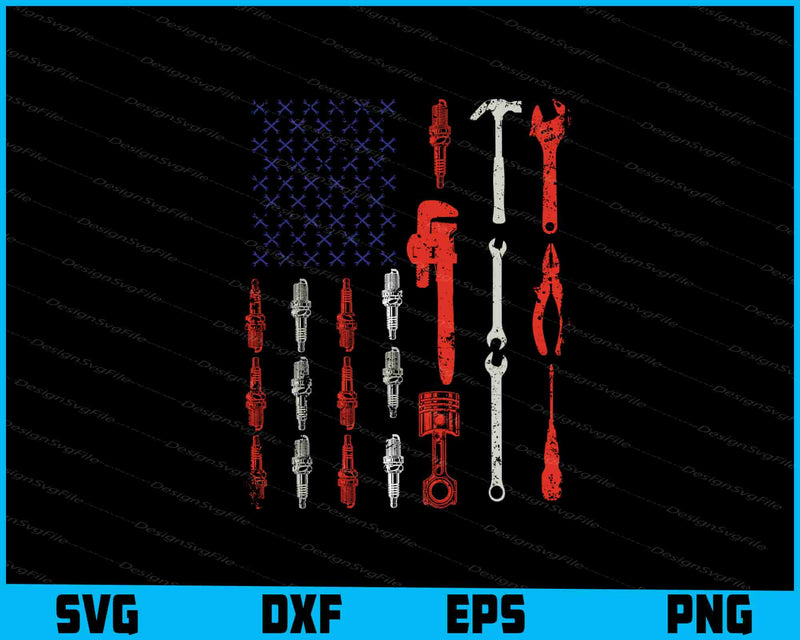 The Official Mechanic USA Flag SVG