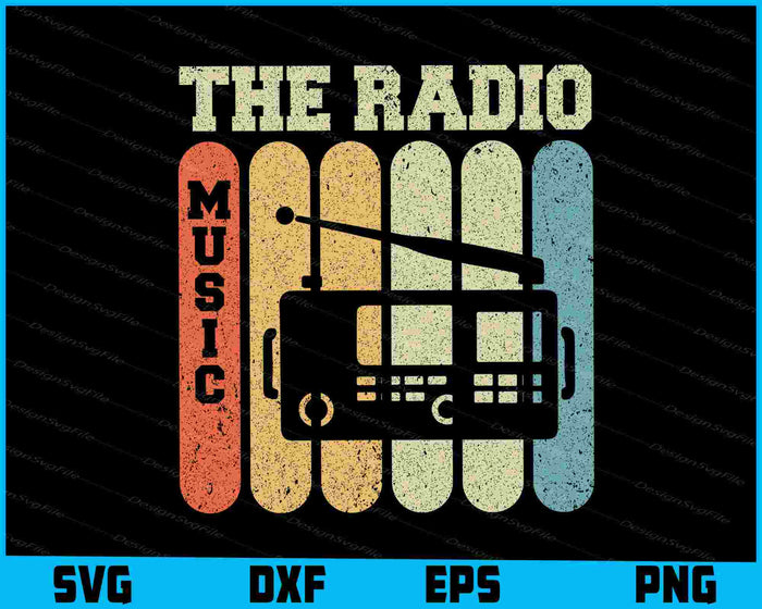 Collection of radio-themed graphics and text on a black background with 'Bundle Design' text in the center.