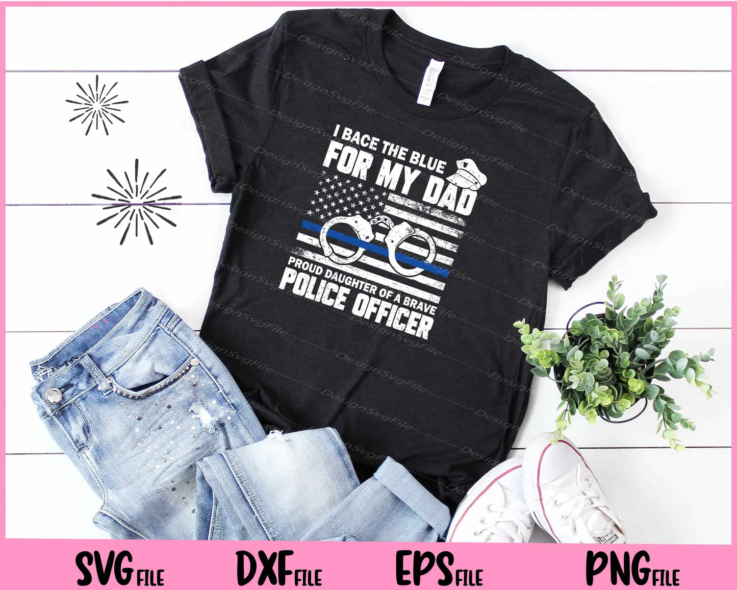 Thin Blue Line Proud Daughter Of Police Officer Dad Svg Cutting Printable File  - Premium Cutting Files in SVG, PNG & EPS Formats - Premium SVG Cutting Files for Crafts