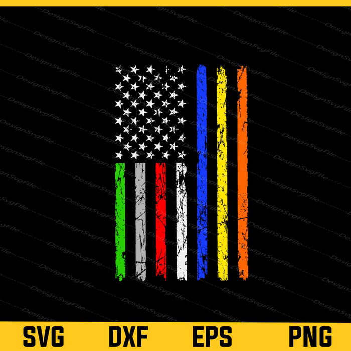 Thin Blue, Red, Green, Gray, White Line American Flag Svg Cutting Printable File  - Premium Cutting Files in SVG, PNG & EPS Formats - Premium SVG Cutting Files for Crafts
