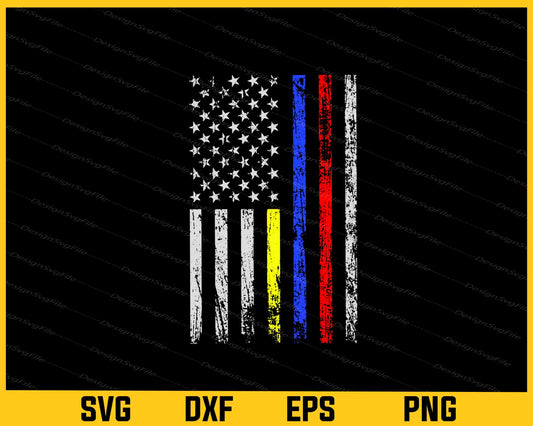 Thin Yellow, Blue, Red Line American Flag Svg Cutting Printable File  - Premium Cutting Files in SVG, PNG & EPS Formats - Premium SVG Cutting Files for Crafts