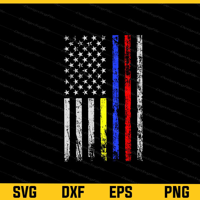 Thin Yellow, Blue, Red Line American Flag Svg Cutting Printable File  - Premium Cutting Files in SVG, PNG & EPS Formats - Premium SVG Cutting Files for Crafts