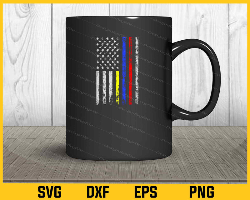 Thin Yellow, Blue, Red Line American Flag Svg Cutting Printable File  - Premium Cutting Files in SVG, PNG & EPS Formats - Premium SVG Cutting Files for Crafts