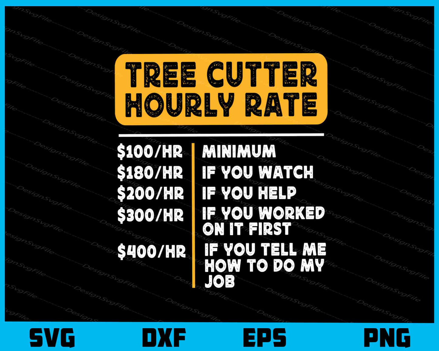 Tree Cutter Hourly Rate Carpenter Svg Cutting Printable File  - Premium Cutting Files in SVG, PNG & EPS Formats - Premium SVG Cutting Files for Crafts