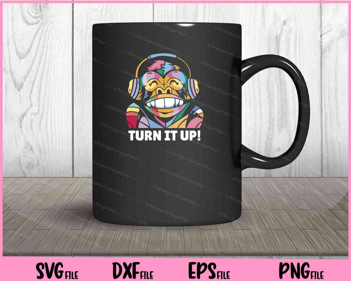 Turn It Up! Monkey Music Svg Cutting Printable Files  - Premium Cutting Files in SVG, PNG & EPS Formats - Premium SVG Cutting Files for Crafts