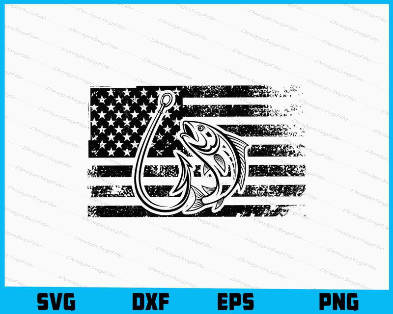 US Flag Fish SVG
