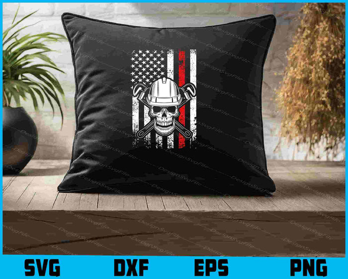 US Plumber Skull SVG, American Flag