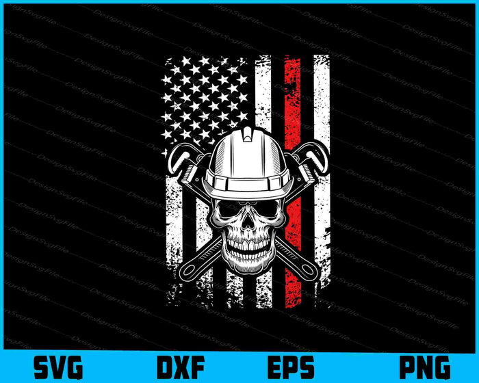 US Plumber Skull SVG, American Flag