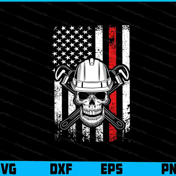 US Plumber Skull SVG, American Flag