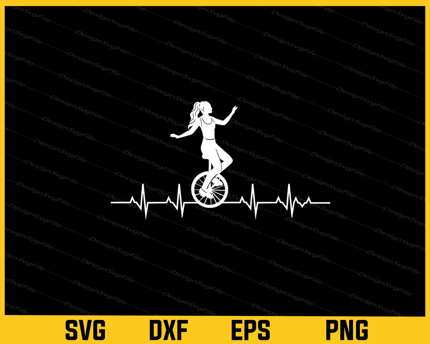 Unicycle Heartbeat Svg Cutting Printable File  - Premium Cutting Files in SVG, PNG & EPS Formats - Premium SVG Cutting Files for Crafts