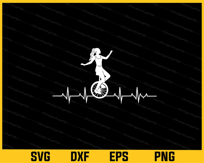 Unicycle Heartbeat Svg Cutting Printable File  - Premium Cutting Files in SVG, PNG & EPS Formats - Premium SVG Cutting Files for Crafts