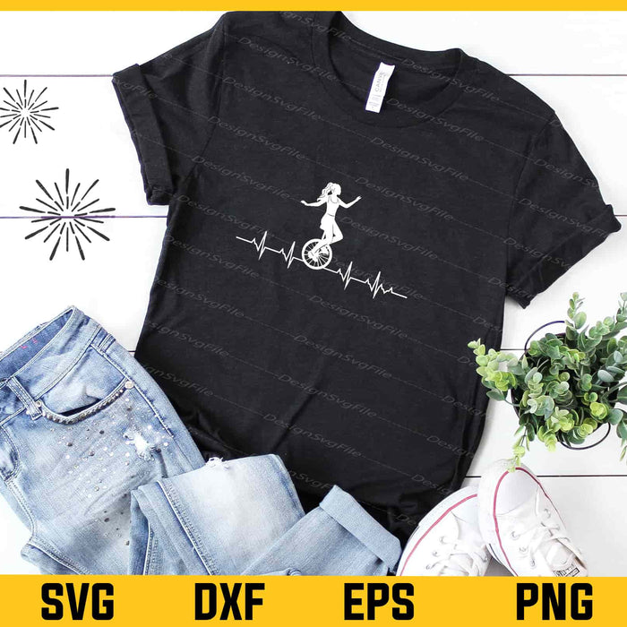Unicycle Heartbeat Svg Cutting Printable File  - Premium Cutting Files in SVG, PNG & EPS Formats - Premium SVG Cutting Files for Crafts