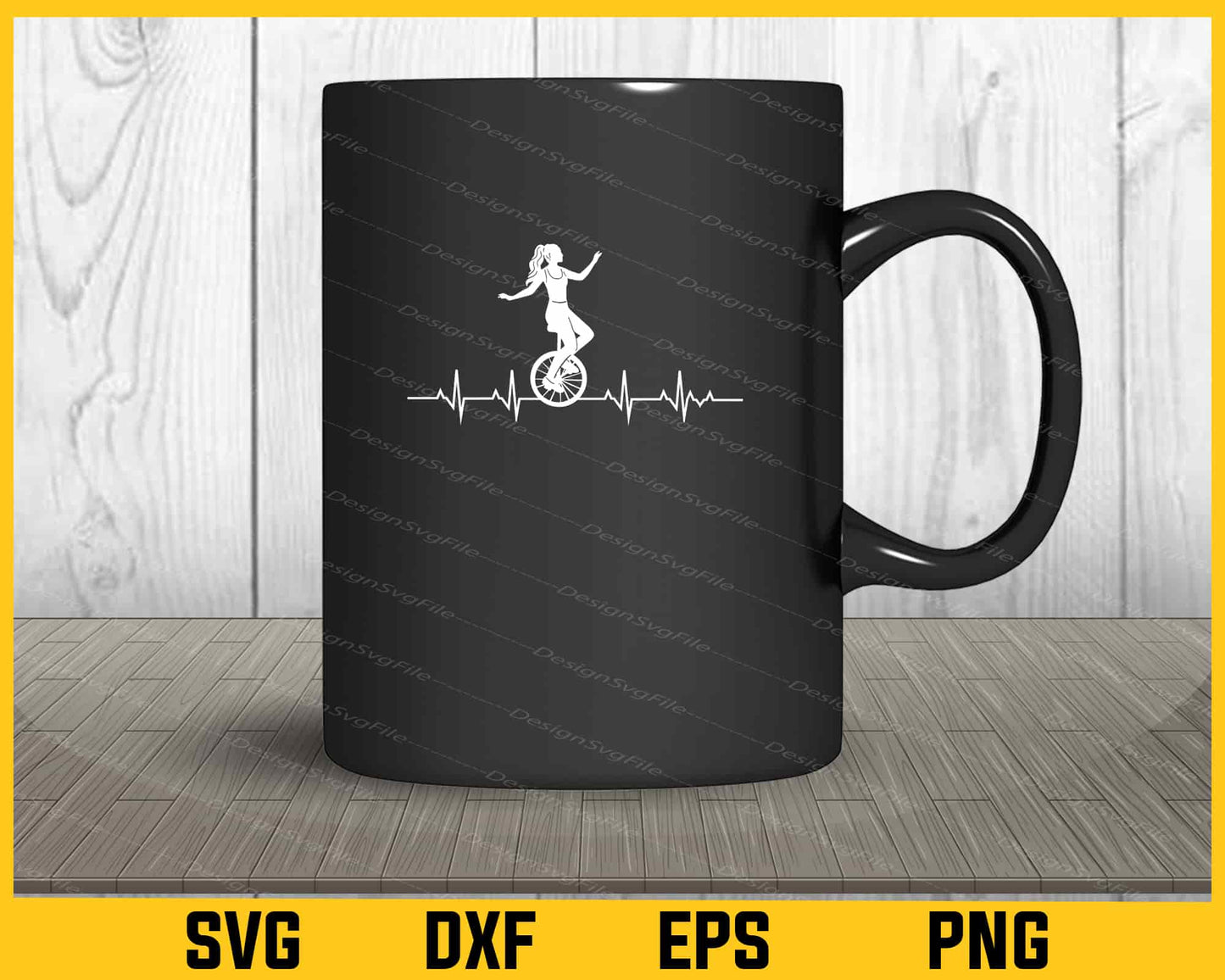 Unicycle Heartbeat Svg Cutting Printable File  - Premium Cutting Files in SVG, PNG & EPS Formats - Premium SVG Cutting Files for Crafts