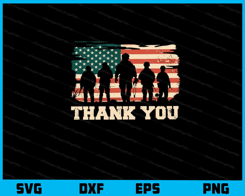 Usa Flag Veterans Thank You svg
