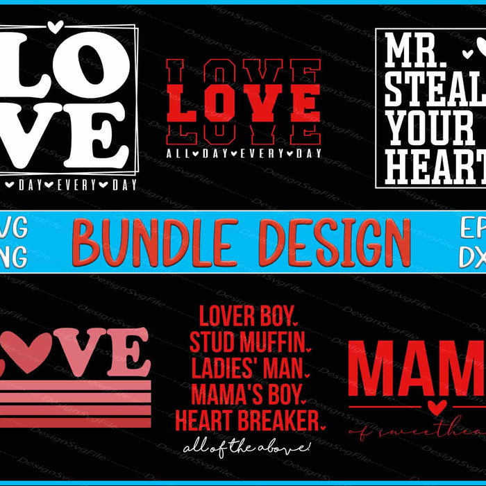 Valentine SVG, Happy Valentine's Day SVG lOVE PNG Hearts Bundle