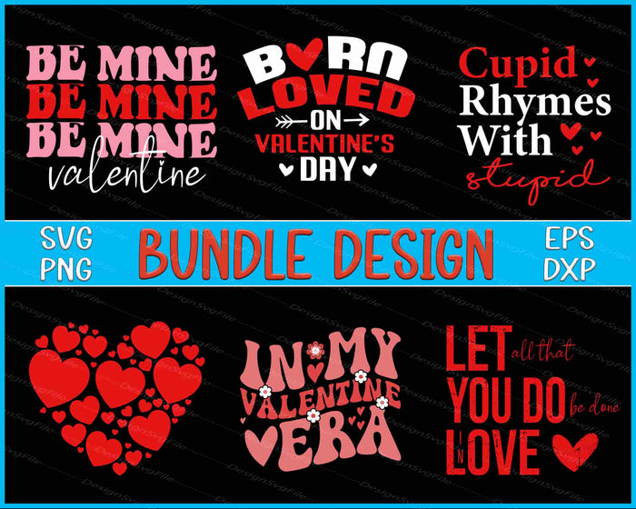 Valentine SVG, Happy Valentine's Day SVG lOVE PNG Hearts Bundle