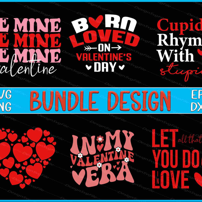 Valentine SVG, Happy Valentine's Day SVG lOVE PNG Hearts Bundle