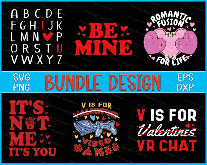 Valentine Bundle SVG, Video Games SVG Chocolate PNG ABC Alphabet