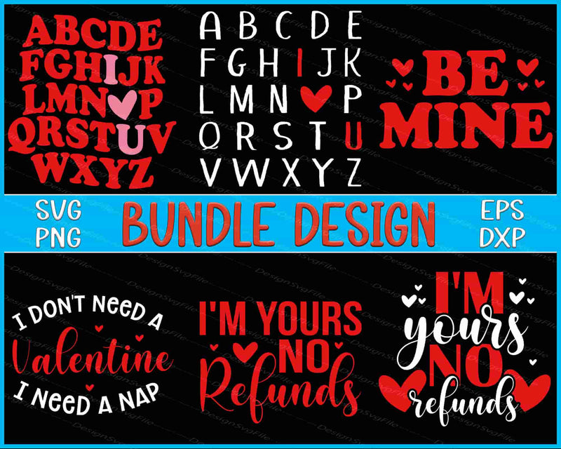 Valentine's Day Bundle SVG, ABC, Alphabet PNG