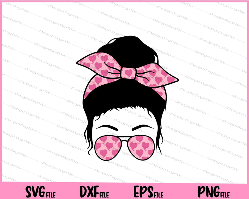 Valentines Day Messy Bun Sunglasses Svg Cutting Printable Files  - Premium Cutting Files in SVG, PNG & EPS Formats - Premium SVG Cutting Files for Crafts