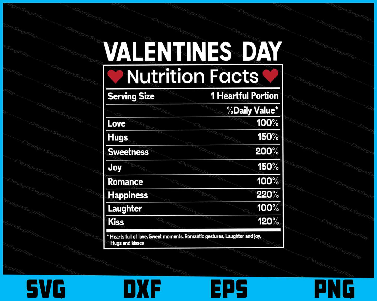 Valentines Day Nutrition Facts SVG PNG File