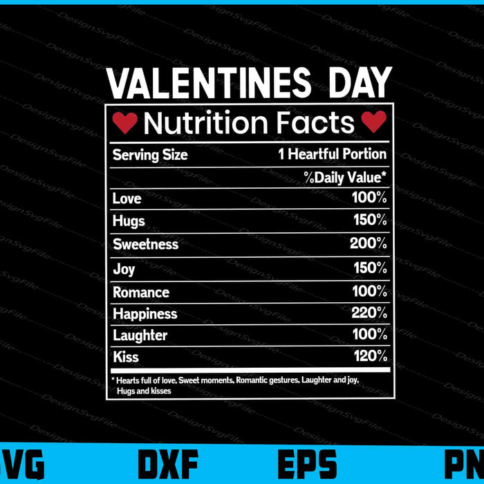Valentines Day Nutrition Facts SVG PNG File
