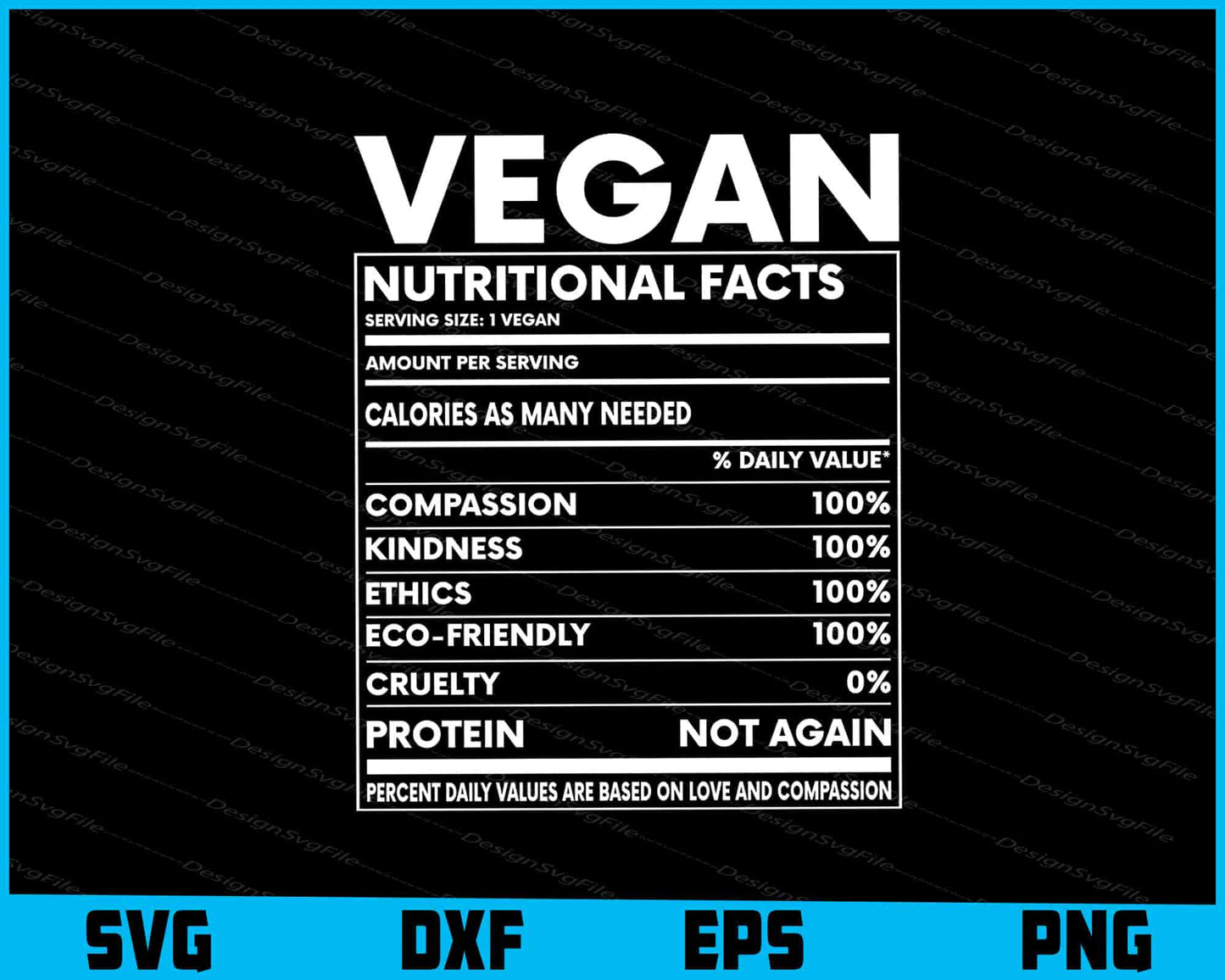 Vegan Nutrition Facts SVG PNG File