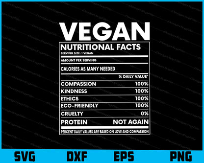 Vegan Nutrition Facts SVG PNG File