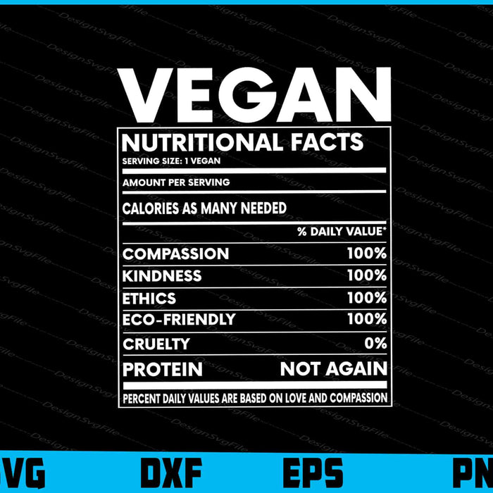 Vegan Nutrition Facts SVG PNG File