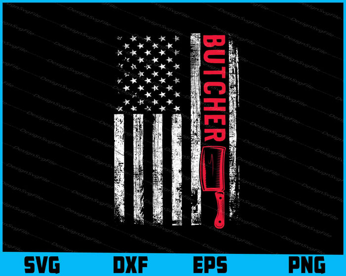 Vintage American Butcher Gift USA Flag Retro SVG
