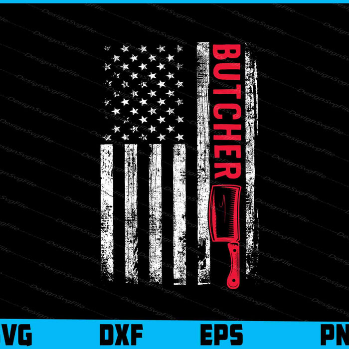 Vintage American Butcher Gift USA Flag Retro SVG