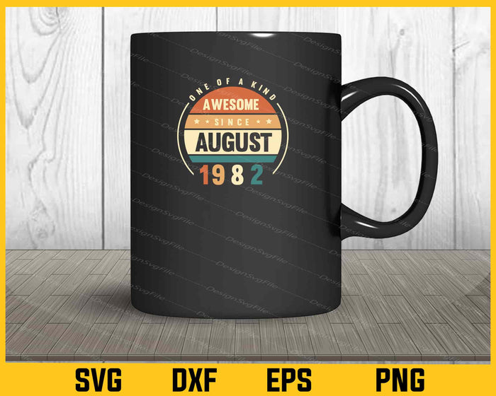 Vintage August 1982 One Of Kind Svg Cutting Printable File  - Premium Cutting Files in SVG, PNG & EPS Formats - Premium SVG Cutting Files for Crafts