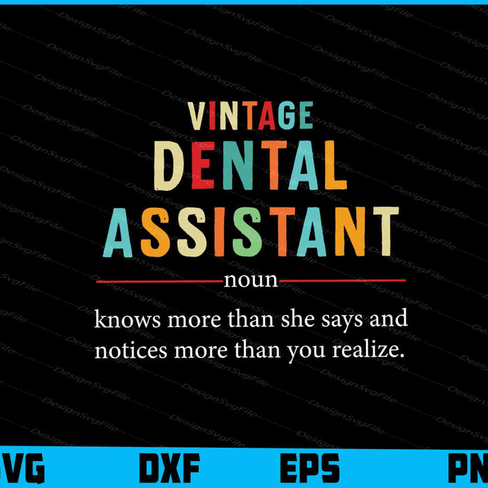 Vintage Dental Assistant Definition noun Funny Appreciation SVG