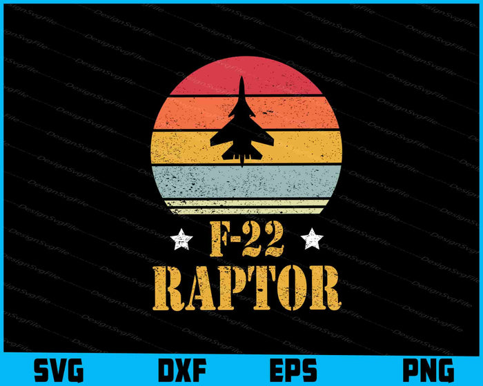 Vintage F-22 Raptor Jet Military Aircraft SVG