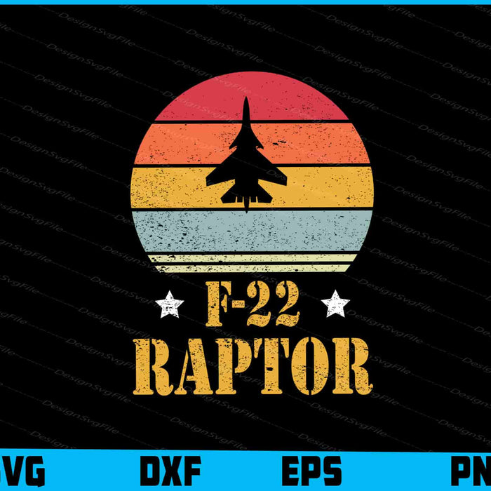 Vintage F-22 Raptor Jet Military Aircraft SVG