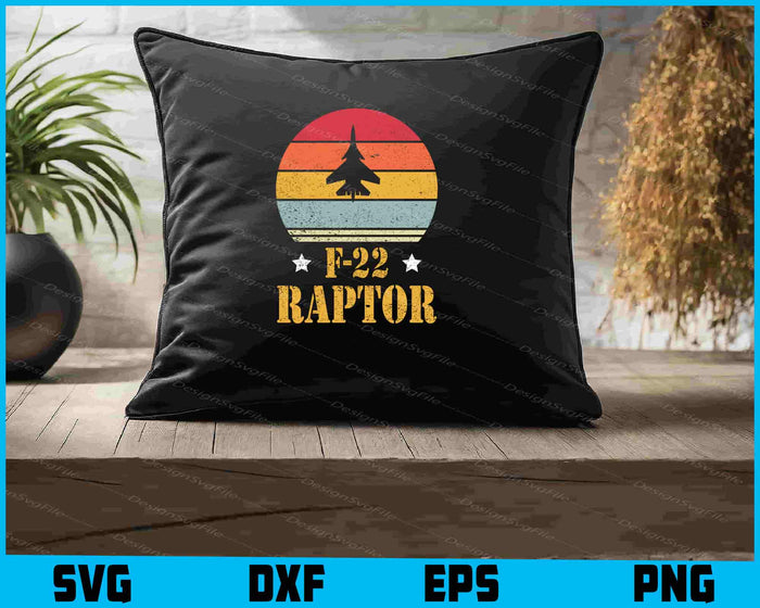 Vintage F-22 Raptor Jet Military Aircraft SVG