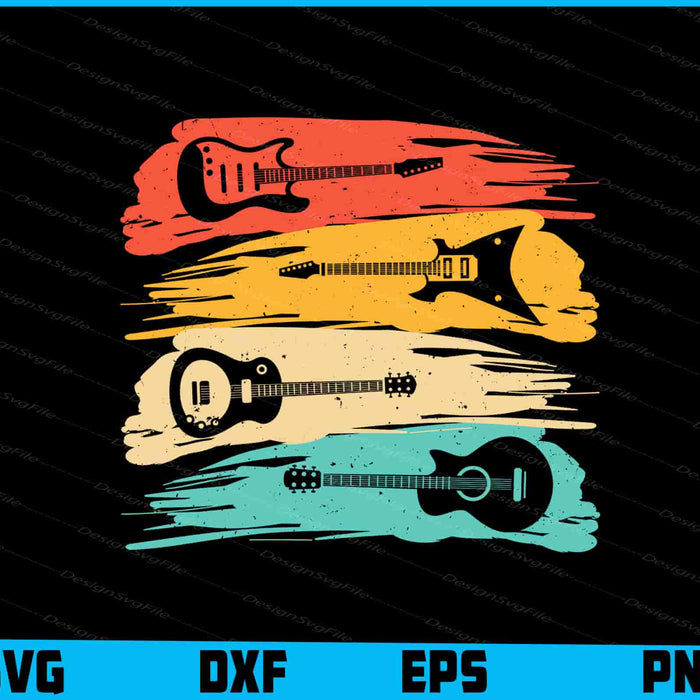 Vintage Guitar Gift For Men Women Music Band Guitarist Stuff SVG