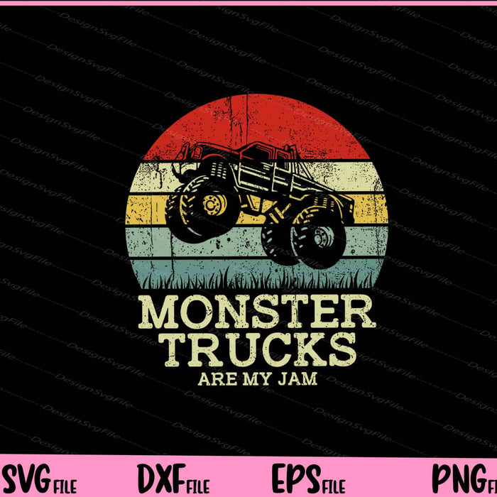 Monster Truck Are My Jam Retro Cool Engines Svg Cutting Printable Files  - Premium Cutting Files in SVG, PNG & EPS Formats - Premium SVG Cutting Files for Crafts