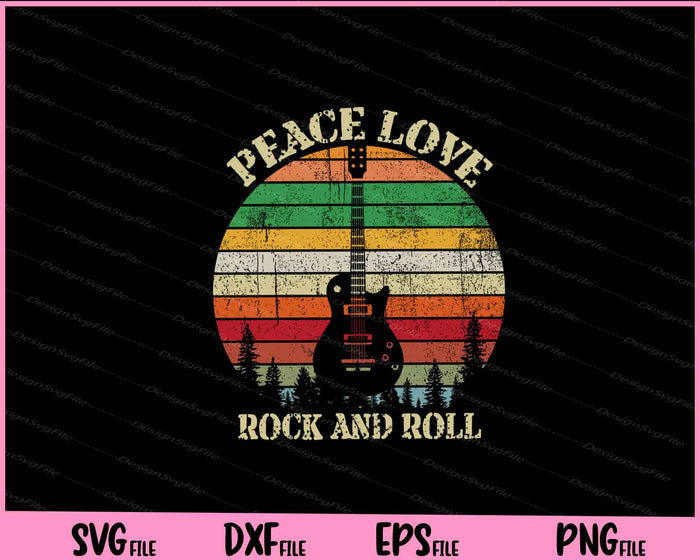 Vintage Peace Love Rock And Roll Guitar Svg Cutting Printable Files  - Premium Cutting Files in SVG, PNG & EPS Formats - Premium SVG Cutting Files for Crafts