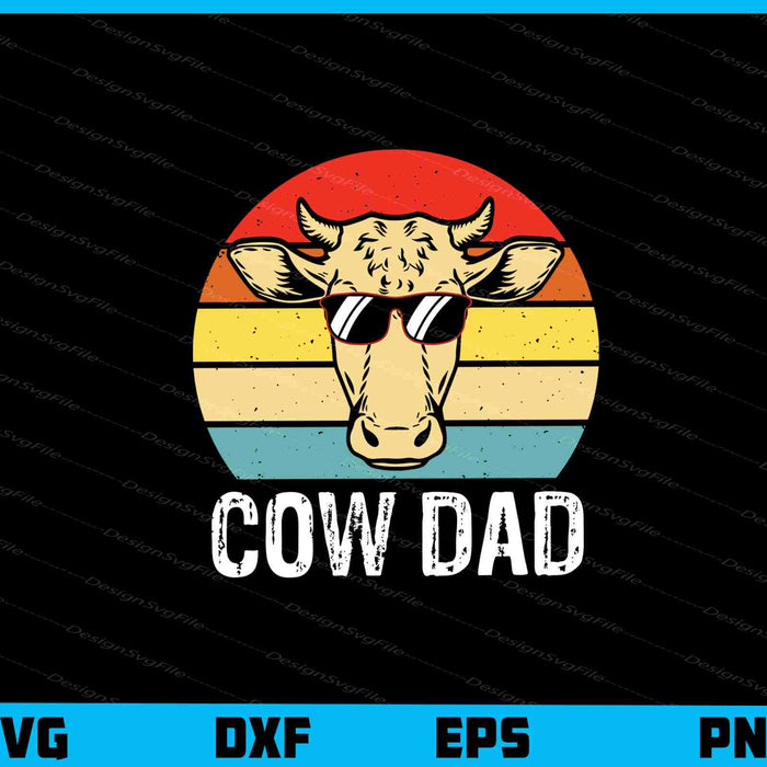Vintage Retro Cow Dad Svg Cutting Printable File  - Premium Cutting Files in SVG, PNG & EPS Formats - Premium SVG Cutting Files for Crafts