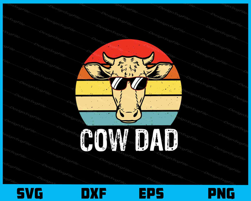 Vintage Retro Cow Dad Svg Cutting Printable File  - Premium Cutting Files in SVG, PNG & EPS Formats - Premium SVG Cutting Files for Crafts