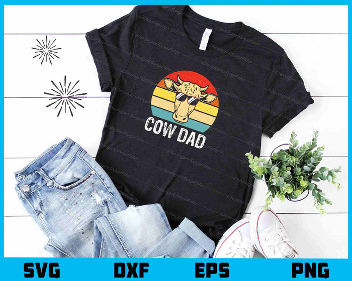 Vintage Retro Cow Dad Svg Cutting Printable File  - Premium Cutting Files in SVG, PNG & EPS Formats - Premium SVG Cutting Files for Crafts