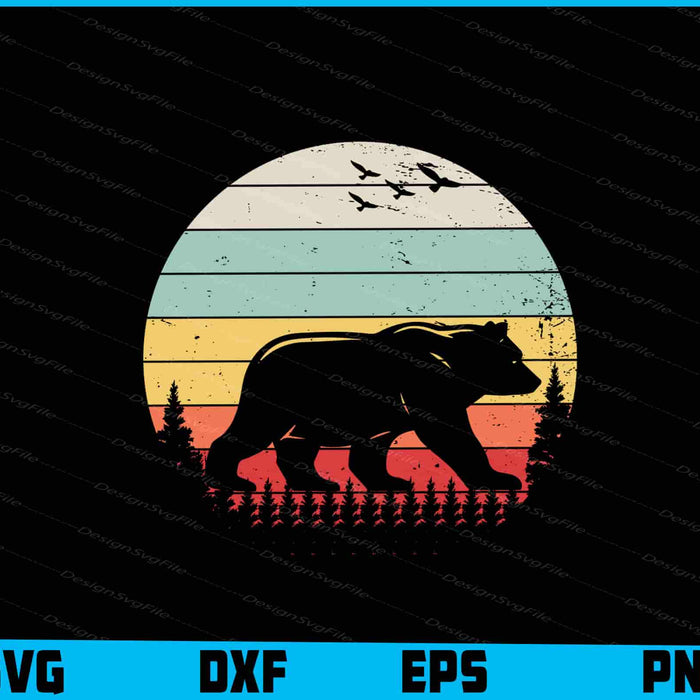 Vintage Retro Grizzly Bear SVG, Animals PNG