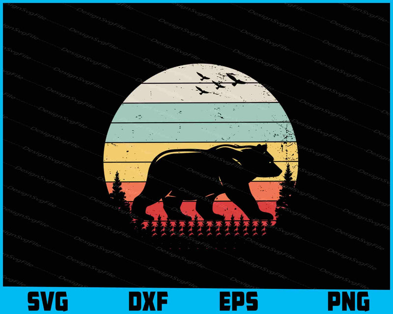 Vintage Retro Grizzly Bear SVG, Animals PNG