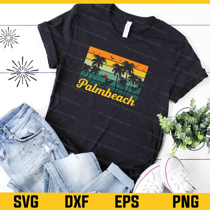 Vintage Retro Palmbeach Surfing Summer Svg Cutting Printable File  - Premium Cutting Files in SVG, PNG & EPS Formats - Premium SVG Cutting Files for Crafts