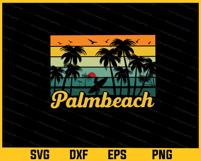 Vintage Retro Palmbeach Surfing Summer Svg Cutting Printable File  - Premium Cutting Files in SVG, PNG & EPS Formats - Premium SVG Cutting Files for Crafts