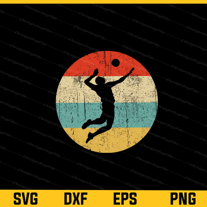 Vintage Retro Volleyball Player Svg Cutting Printable File  - Premium Cutting Files in SVG, PNG & EPS Formats - Premium SVG Cutting Files for Crafts